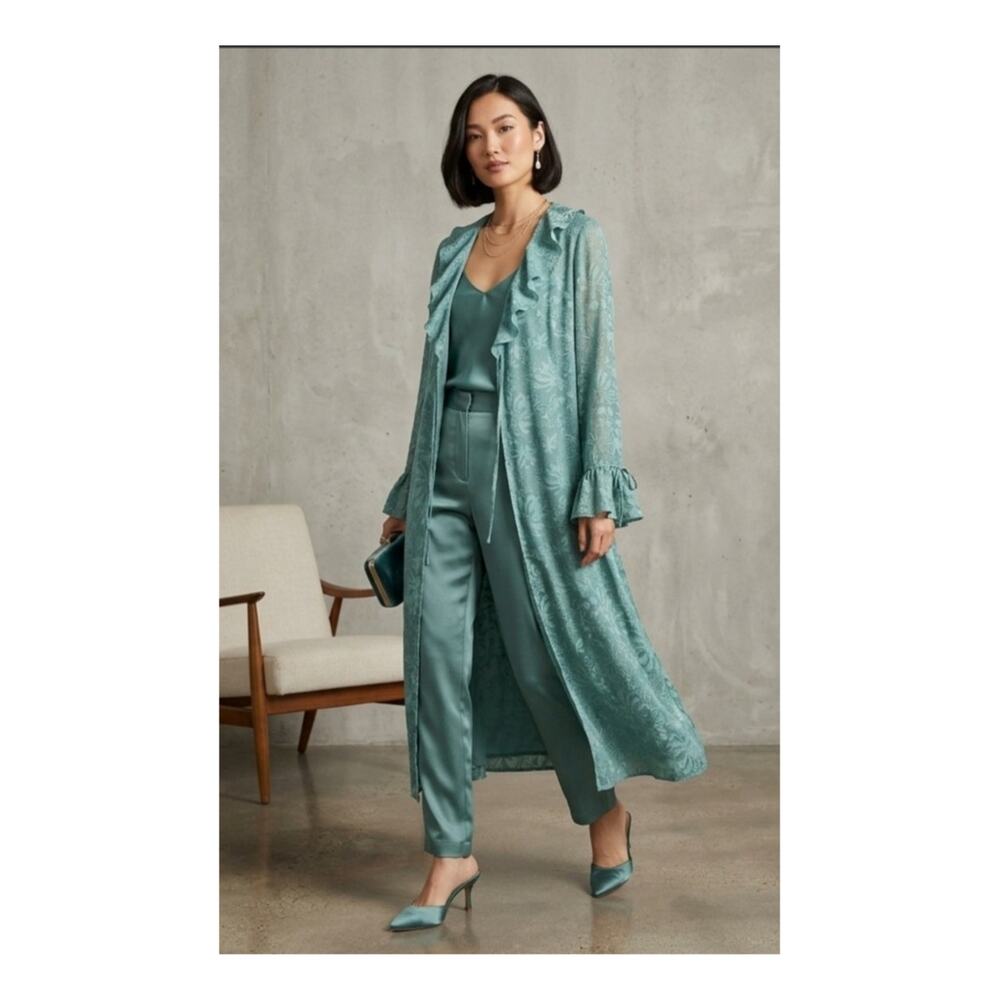 Wild Fable Light Blue Sheer Floral Duster Cardigan Cottagecore Coquette Sz S